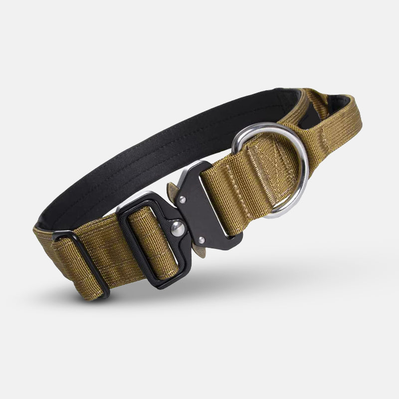 Tactical Dog Collar with Handle - PowerGrip-Brown-M-Nora Luxe