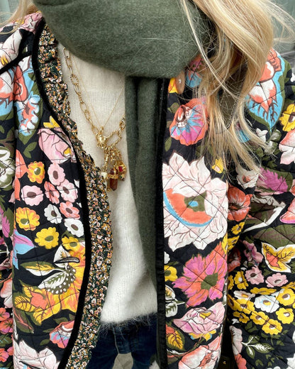 Tailored Women's Coat with Floral Print - Evelyn-S-Nora Luxe