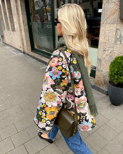 Tailored Women's Coat with Floral Print - Evelyn-S-Nora Luxe