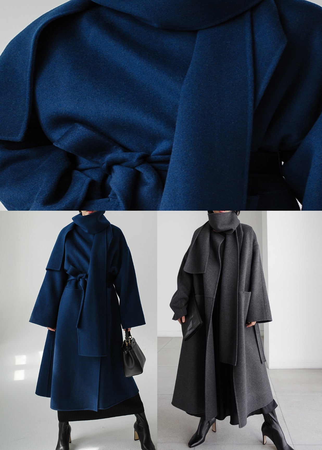 Tailored Wool Ladies Winter Coat - Isabelle-Gray-S-Nora Luxe