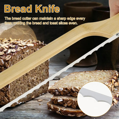 Sharp Wooden Handle Bread Knife for Fresh Baked Bread