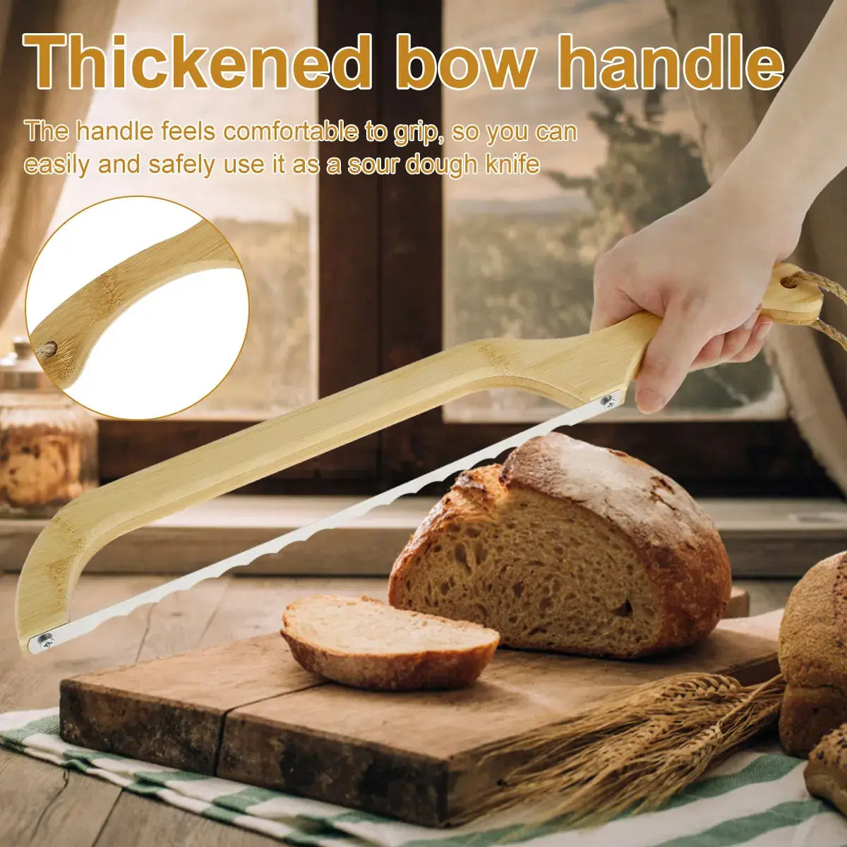 Sharp Wooden Handle Bread Knife for Fresh Baked Bread