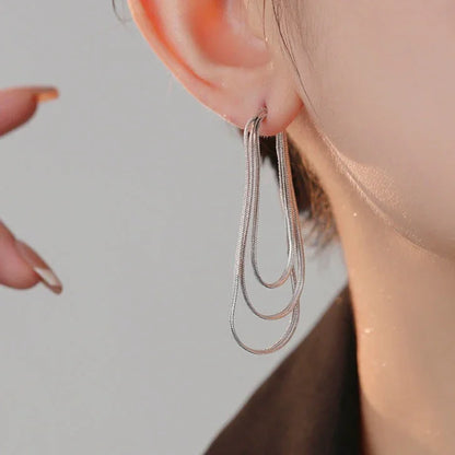 Three-Layer Chain Earrings - Aurelia-Gold-Nora Luxe