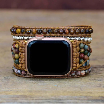Tiger Eye Strengthening Apple Watch Strap - Orion-S (5.51-6.30 inches)-Nora Luxe