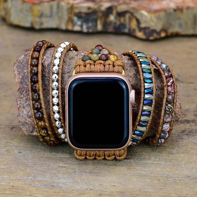 Tiger Eye Strengthening Apple Watch Strap - Orion-S (5.51-6.30 inches)-Nora Luxe