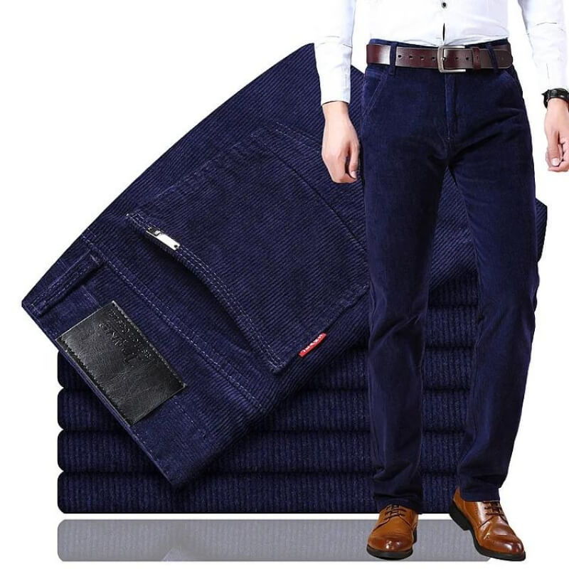 Timeless Corduroy Trousers for Men - Julian-Dark Blue-28-Nora Luxe