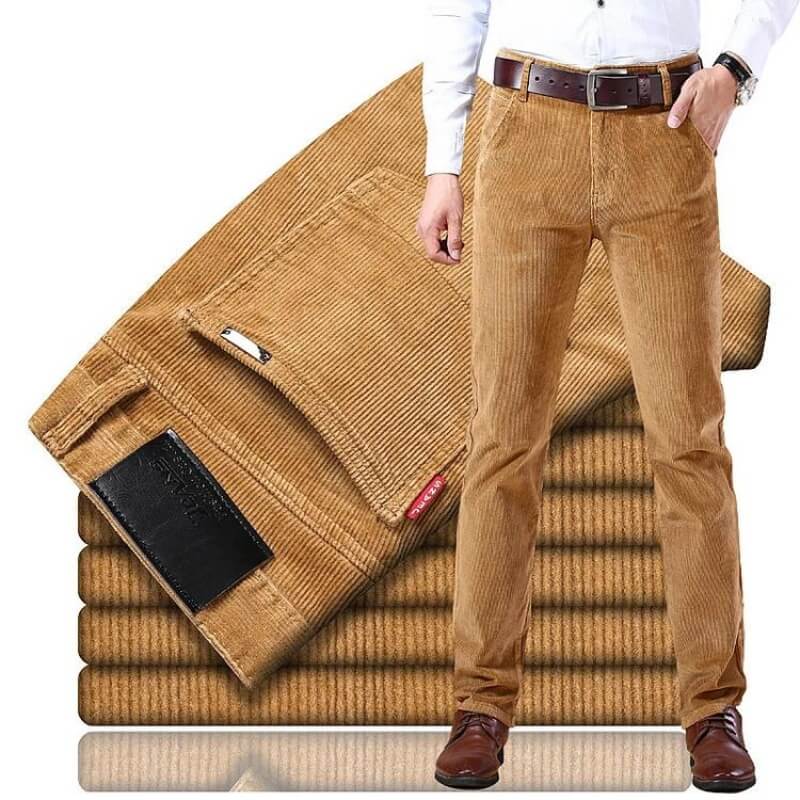 Timeless Corduroy Trousers for Men - Julian-Khaki-28-Nora Luxe