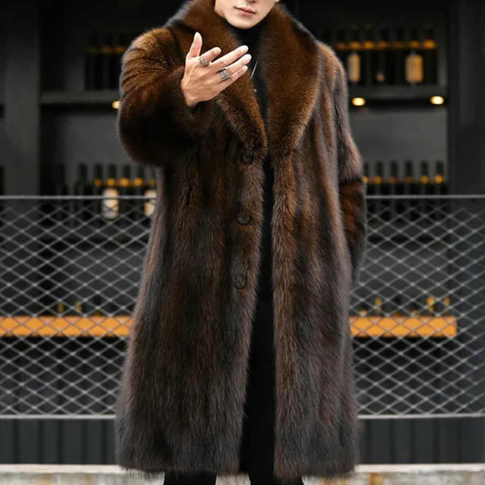 Classic Mens Parka with Faux Fur Trim - Pexav