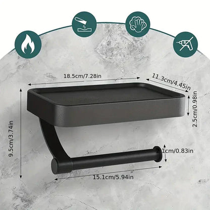 Toilet roll holder with shelf - Stalux-Black-Nora Luxe