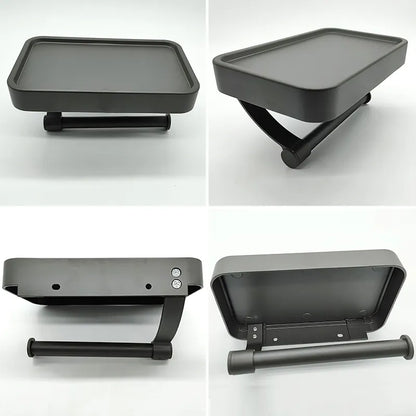 Toilet roll holder with shelf - Stalux-Black-Nora Luxe