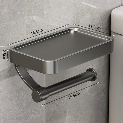 Toilet roll holder with shelf - Stalux-Black-Nora Luxe