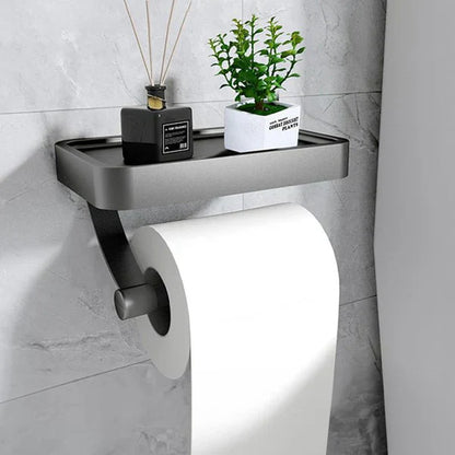 Toilet roll holder with shelf - Stalux-Black-Nora Luxe