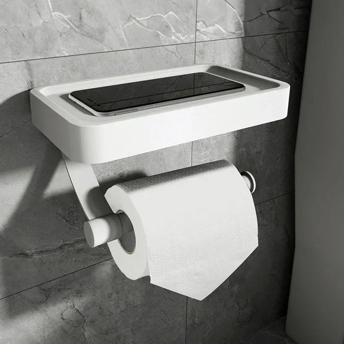 Toilet roll holder with shelf - Stalux-White-Nora Luxe