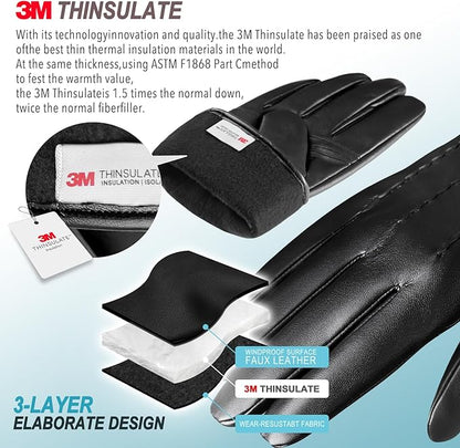 Touchscreen Winter Gloves with Cashmere Lining - Julien-Black-S-Nora Luxe