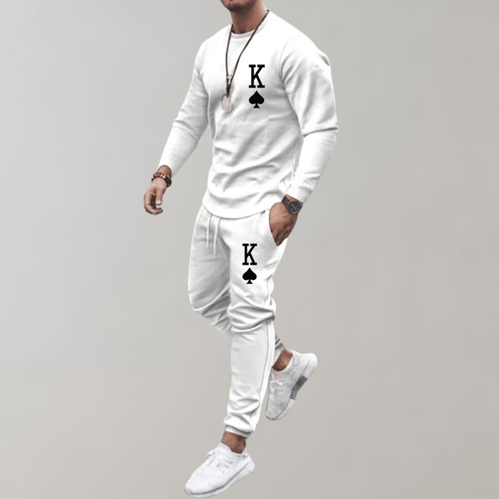 Tracksuit with Letter Print for Men - Thor-White-S-Nora Luxe