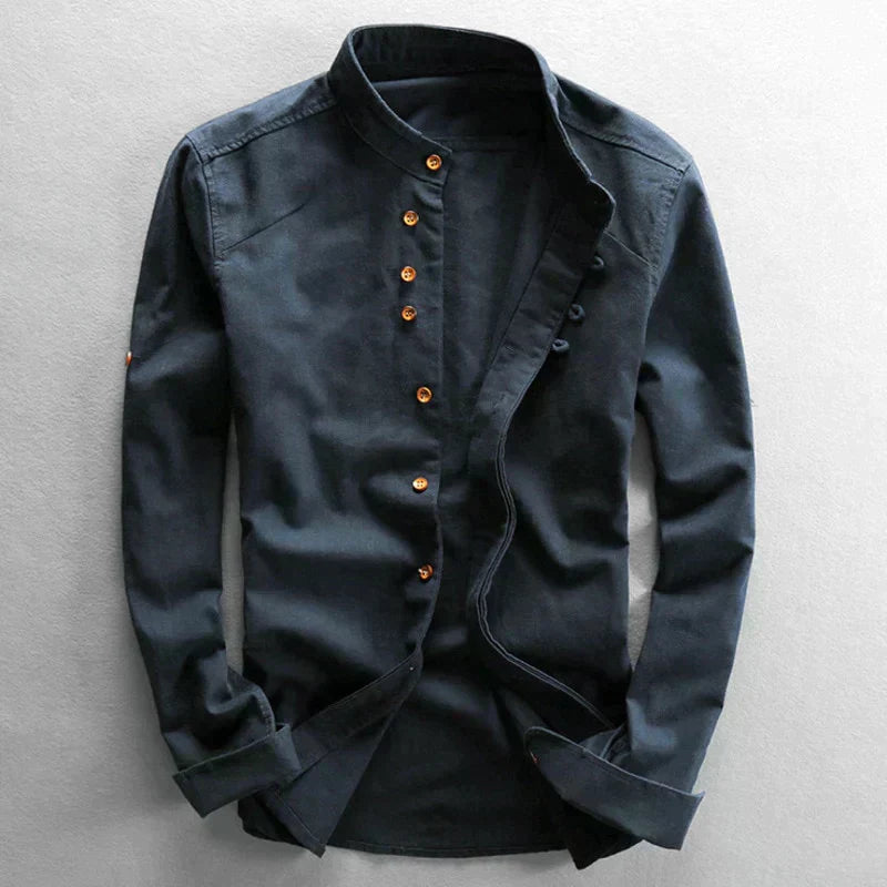 Traditional Japanese Men’s Blouse - Yuki-Blue-M-Nora Luxe