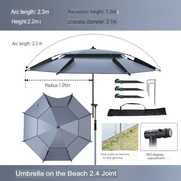 Waterproof Portable Double Canopy Sun Umbrella