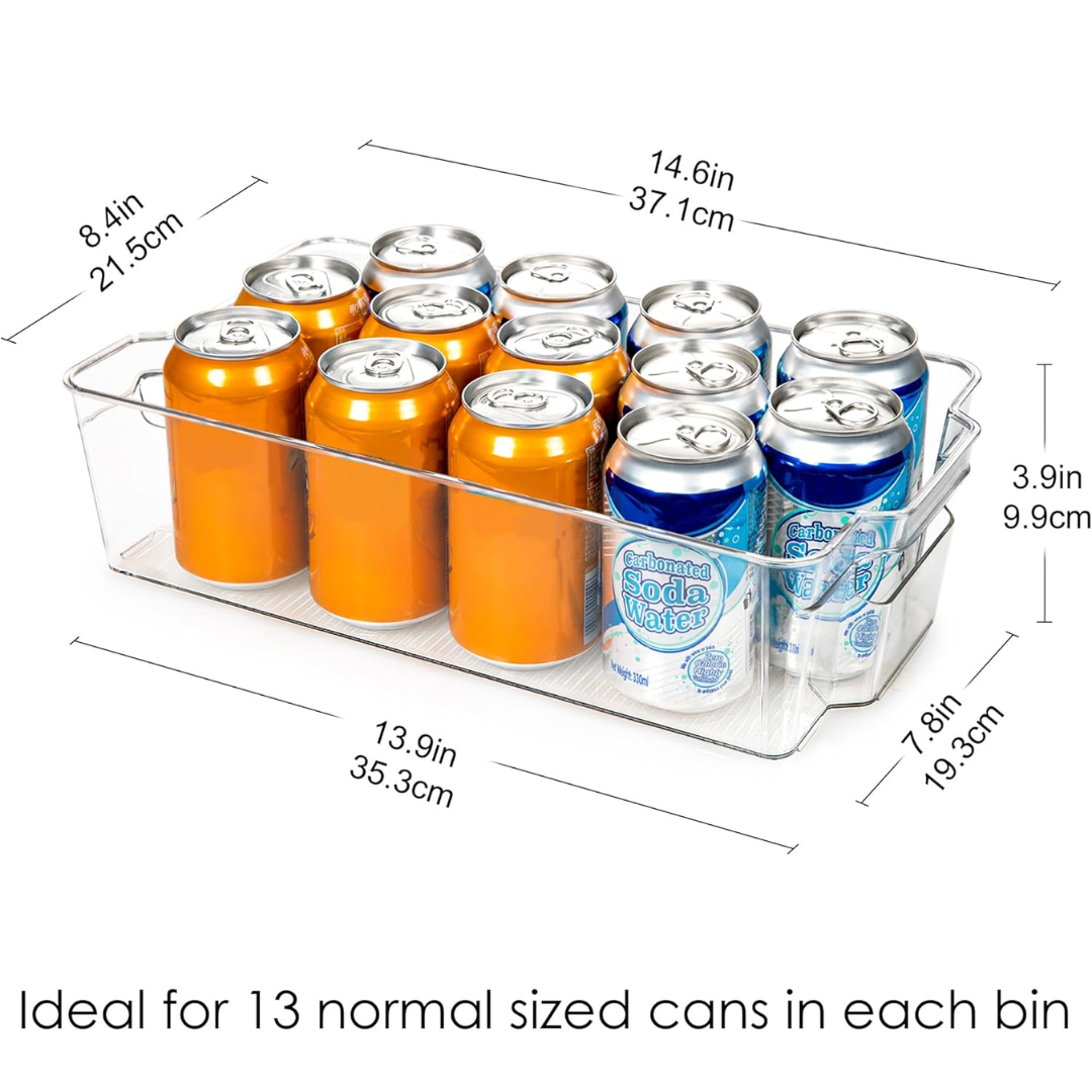 Transparent Storage Boxes for the Fridge (4 Pieces) - CoolOrganize-12.52 inches L x 16.30 inches W x 3.50 inches H-Nora Luxe