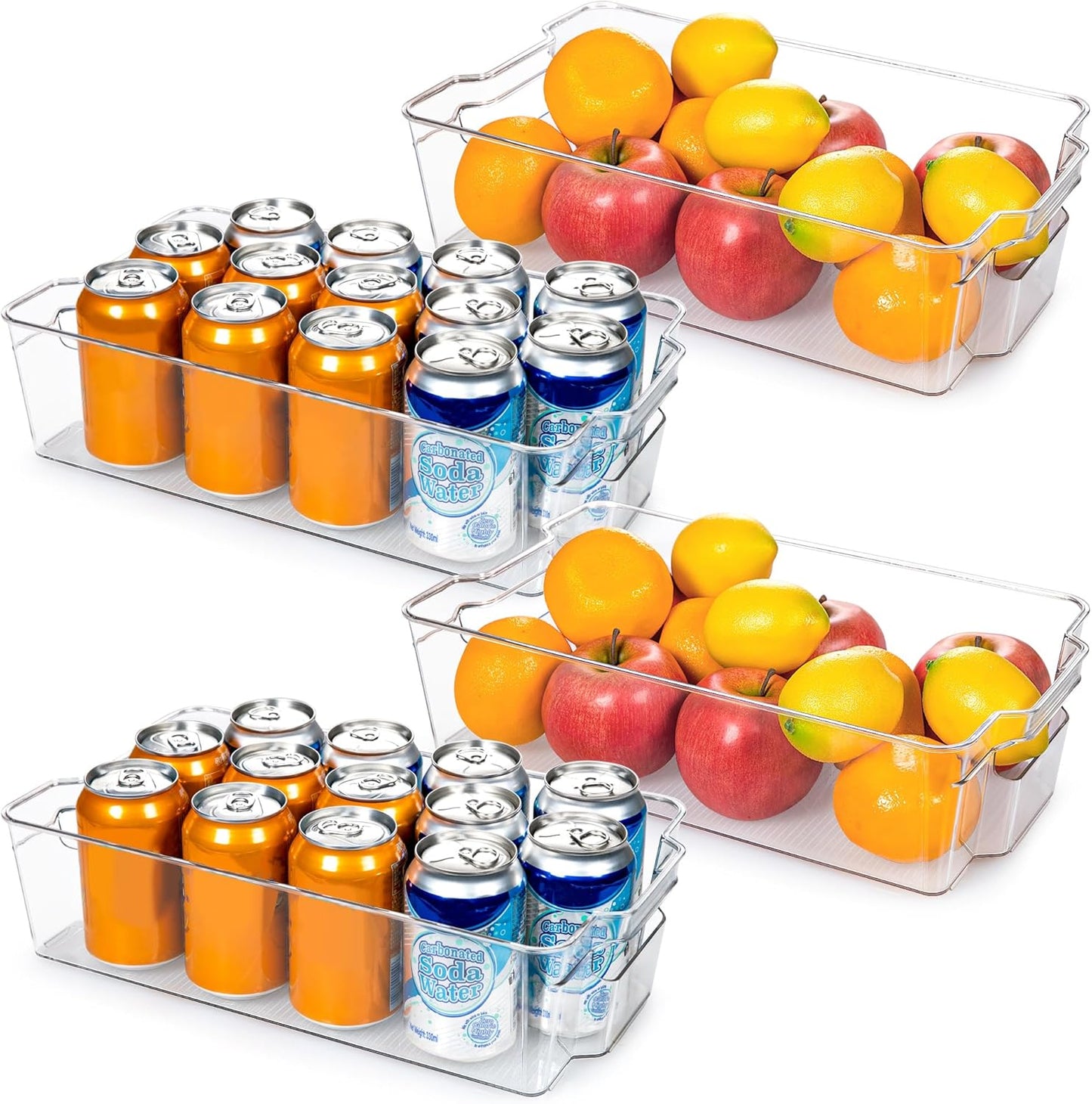Transparent Storage Boxes for the Fridge (4 Pieces) - CoolOrganize-12.52 inches L x 16.30 inches W x 3.50 inches H-Nora Luxe