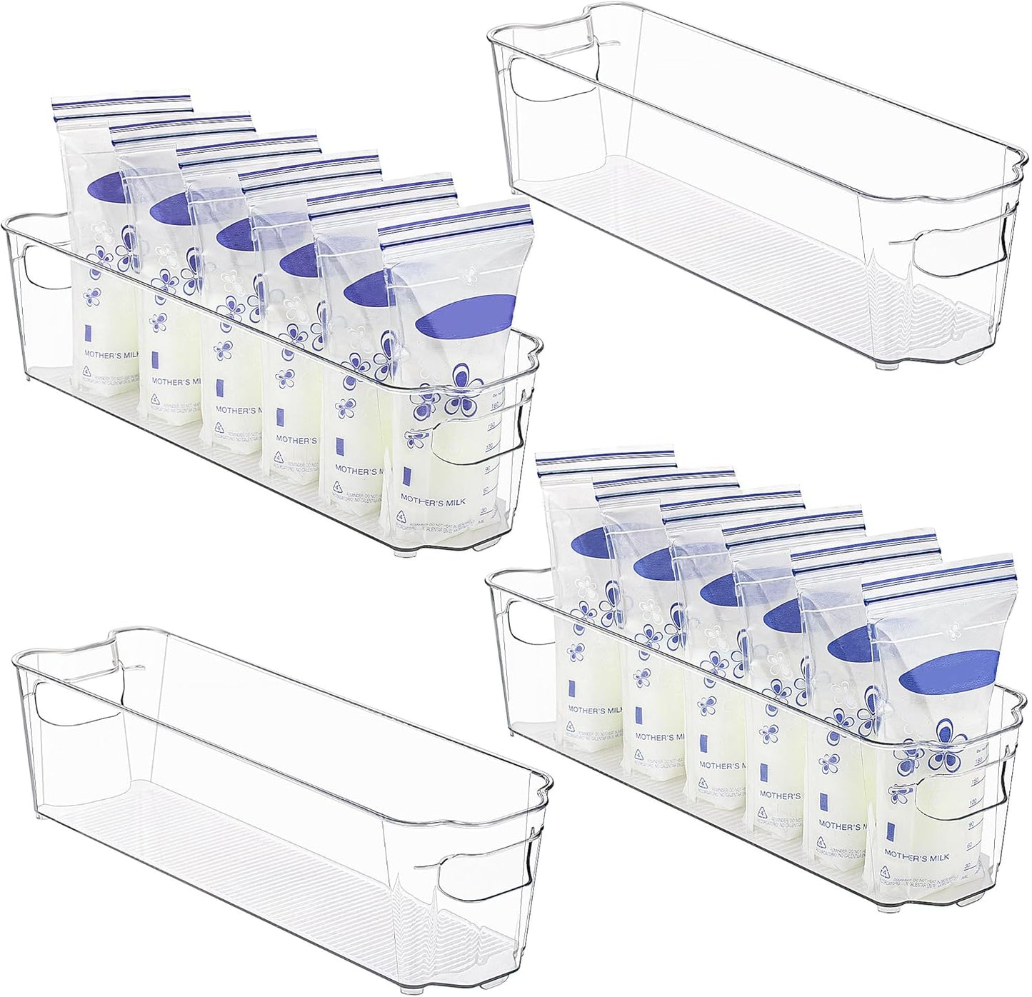 Transparent Storage Boxes for the Fridge (4 Pieces) - CoolOrganize-12.52 inches L x 16.30 inches W x 3.50 inches H-Nora Luxe