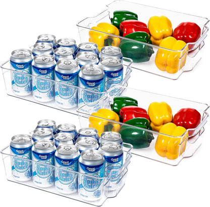 Transparent Storage Boxes for the Fridge (4 Pieces) - CoolOrganize-12.52 inches L x 16.30 inches W x 3.50 inches H-Nora Luxe