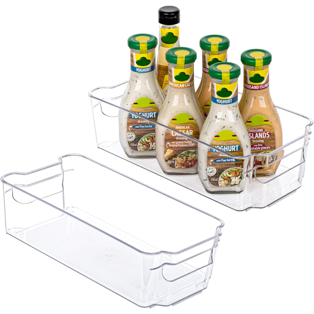 Transparent Storage Boxes for the Fridge (4 Pieces) - CoolOrganize-12.52 inches L x 16.30 inches W x 3.50 inches H-Nora Luxe