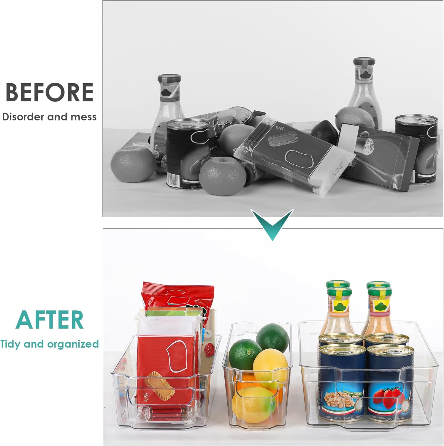 Transparent Storage Boxes for the Fridge (4 Pieces) - CoolOrganize-12.52 inches L x 16.30 inches W x 3.50 inches H-Nora Luxe