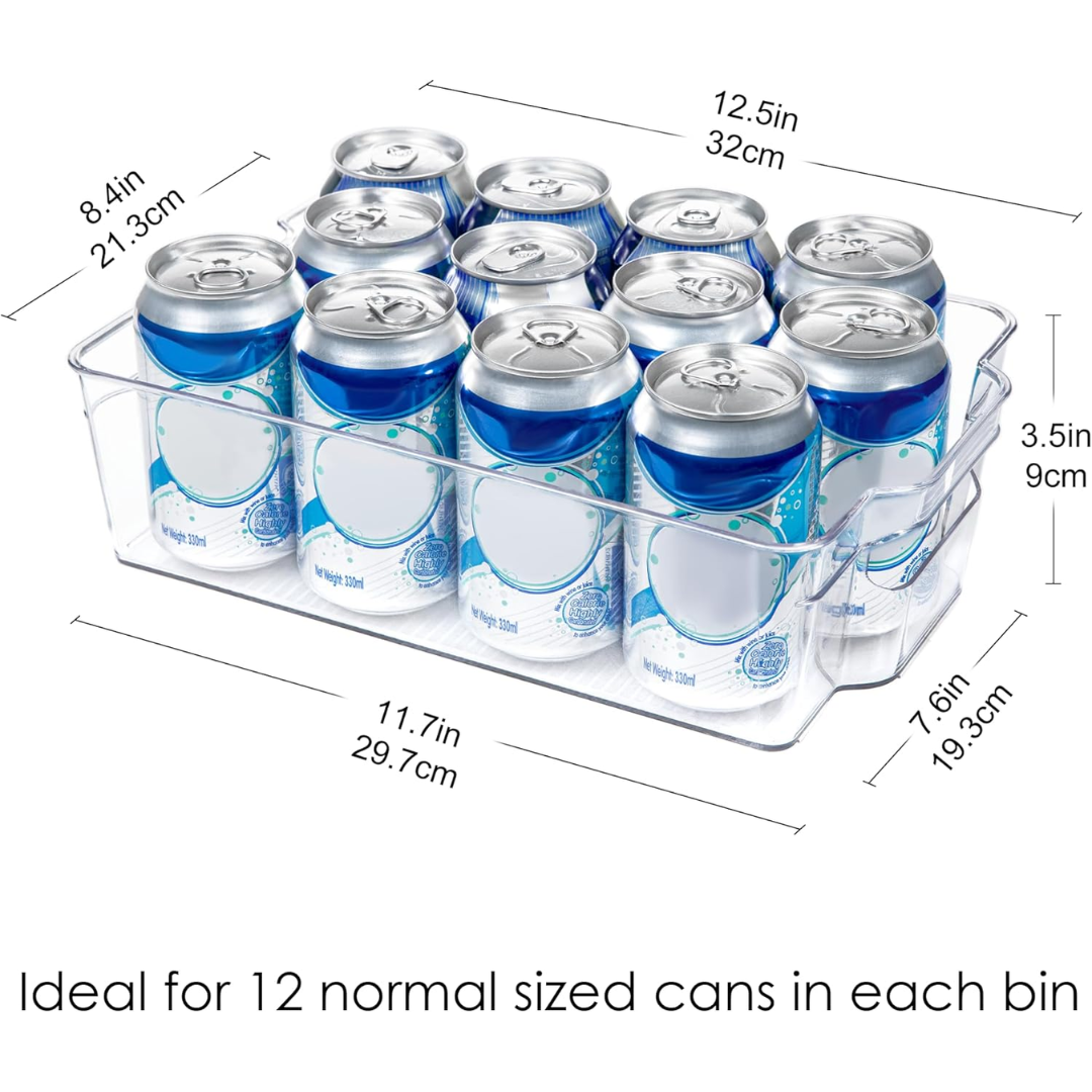 Transparent Storage Boxes for the Fridge (4 Pieces) - CoolOrganize-12.52 inches L x 16.30 inches W x 3.50 inches H-Nora Luxe