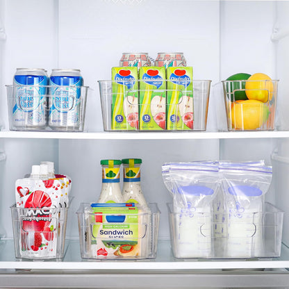 Transparent Storage Boxes for the Fridge (4 Pieces) - CoolOrganize-12.52 inches L x 16.30 inches W x 3.50 inches H-Nora Luxe