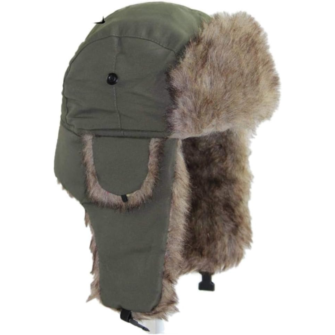Trapper Winter Hat with Fur Lining - Sasha-Green-Nora Luxe