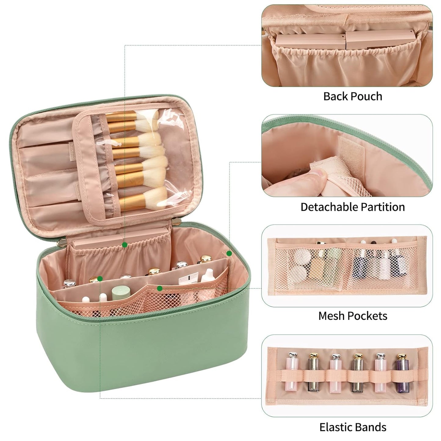 Travel-friendly Make-up Organizer with Dividers-Black-Nora Luxe