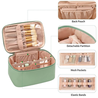 Travel-friendly Make-up Organizer with Dividers-Black-Nora Luxe
