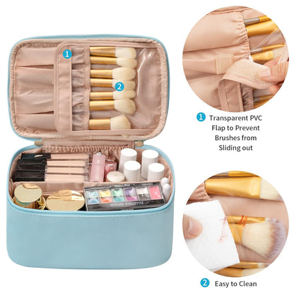 Travel-friendly Make-up Organizer with Dividers-Black-Nora Luxe