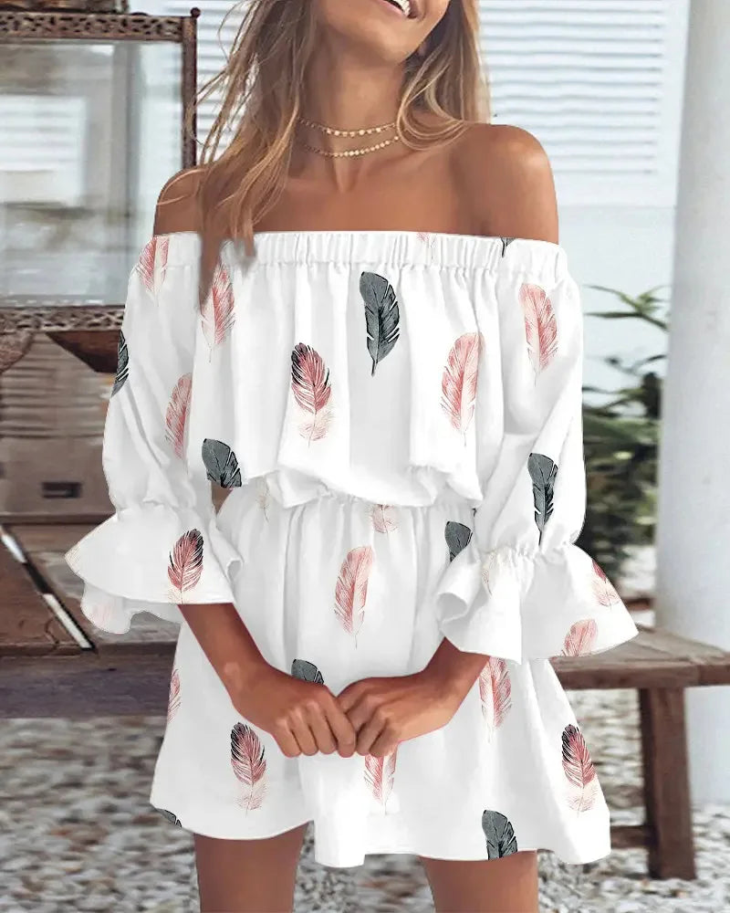 Chic Off Shoulder Mini Summer Dress - Pexav