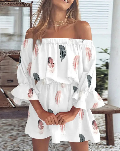 Chic Off Shoulder Mini Summer Dress - Pexav