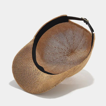 Trendy braided sun hat with wide brim - SunWeave Style-Beige-The Livary