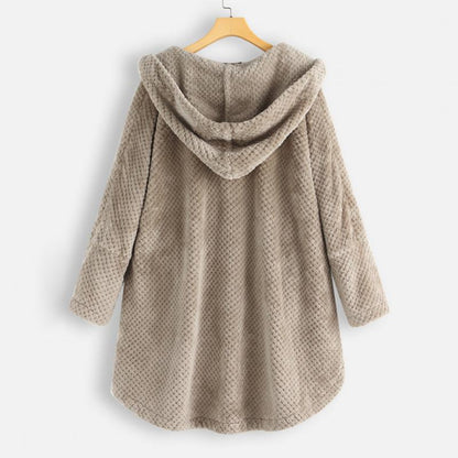 Trendy Cut Fleece Jacket with Hood - FleeceLux-White-S-Nora Luxe