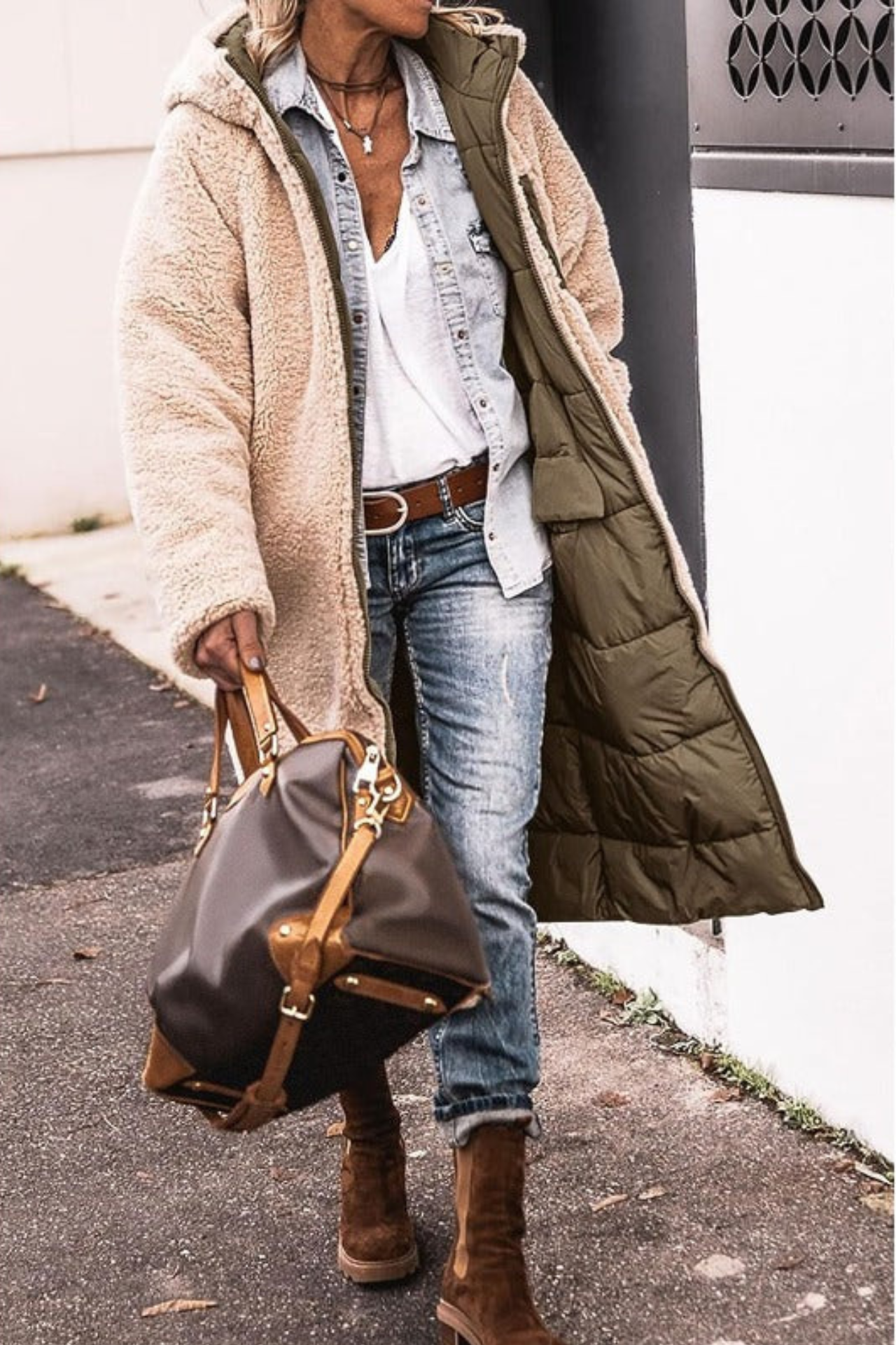 Trendy Double-Sided Ladies Winter Coat - Sofia-Brown-S-Nora Luxe