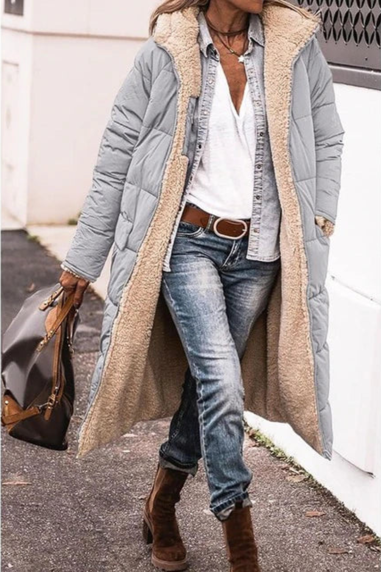 Trendy Double-Sided Ladies Winter Coat - Sofia-Gray-S-Nora Luxe