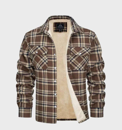 Trendy Flannel Men's Jacket in Vintage Style - Liam-Khaki-S-Nora Luxe