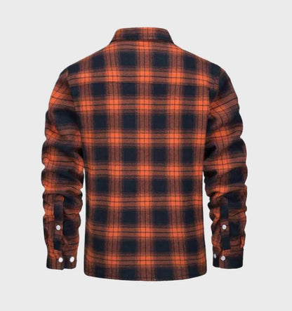 Trendy Flannel Men's Jacket in Vintage Style - Liam-Orange-S-Nora Luxe