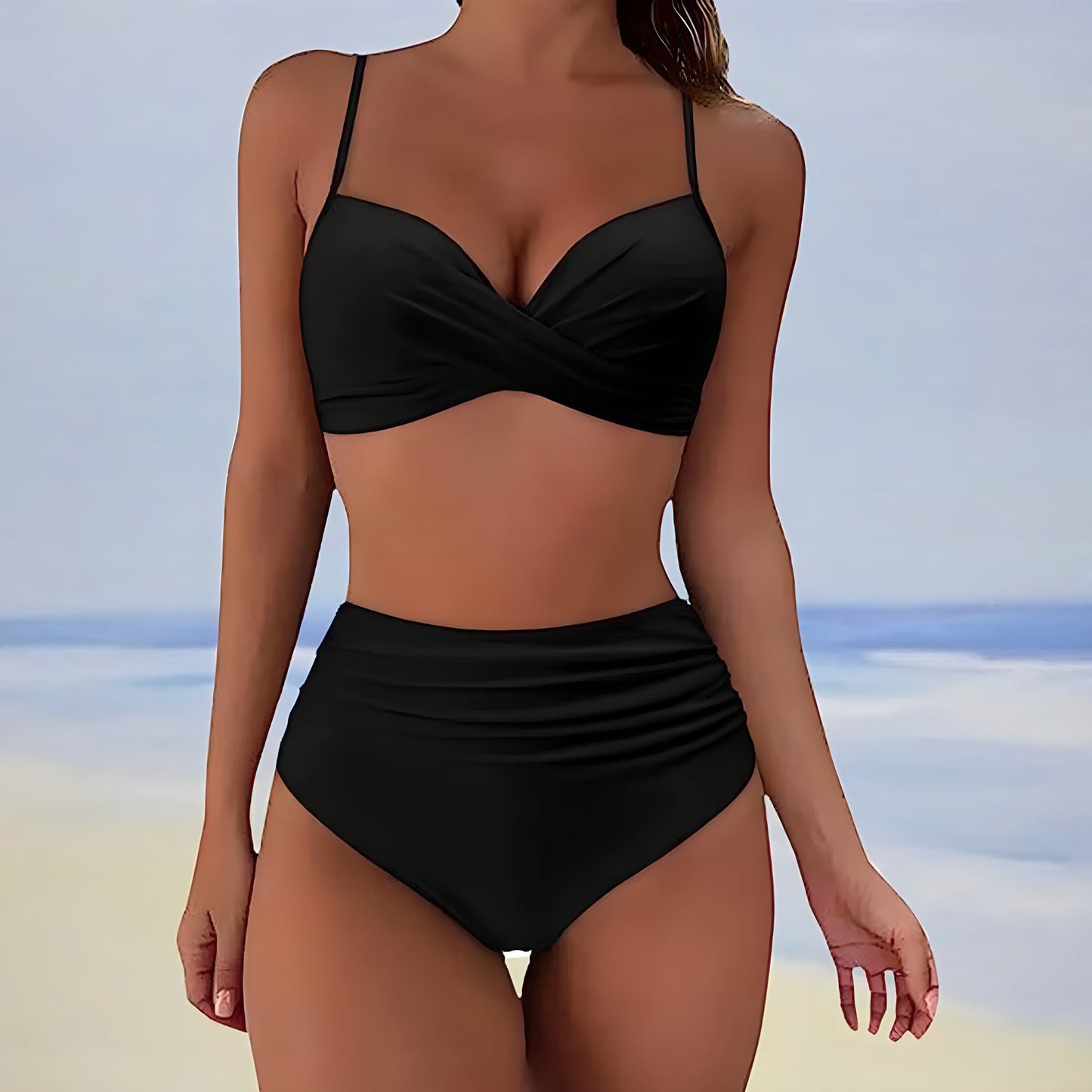 Trendy high-waist bikini with a comfortable fit – Eula-Black-S-The Livary