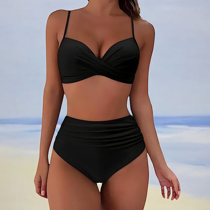 Trendy high-waist bikini with a comfortable fit – Eula-Black-S-The Livary