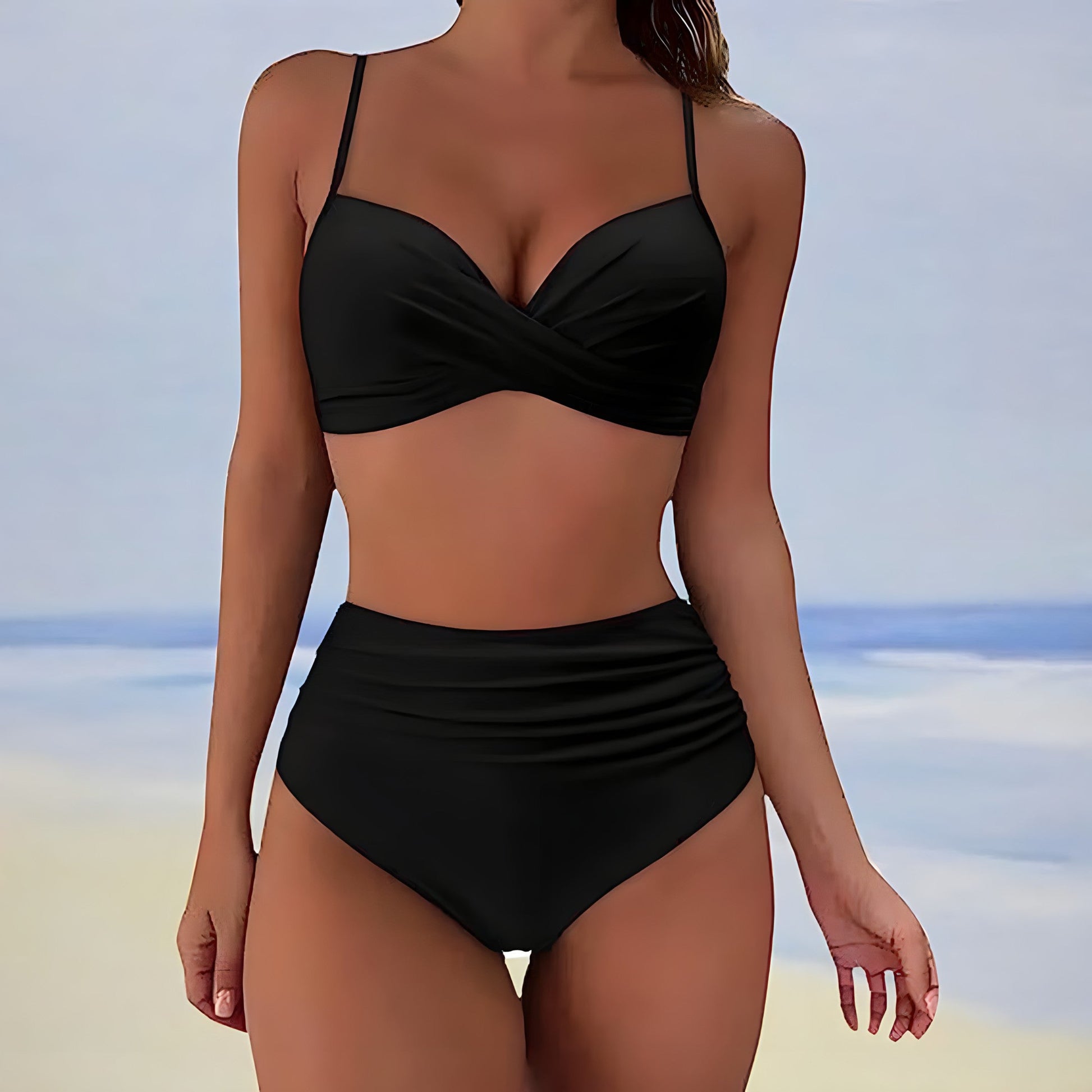 Trendy high-waist bikini with a comfortable fit – Eula-Green-S-The Livary