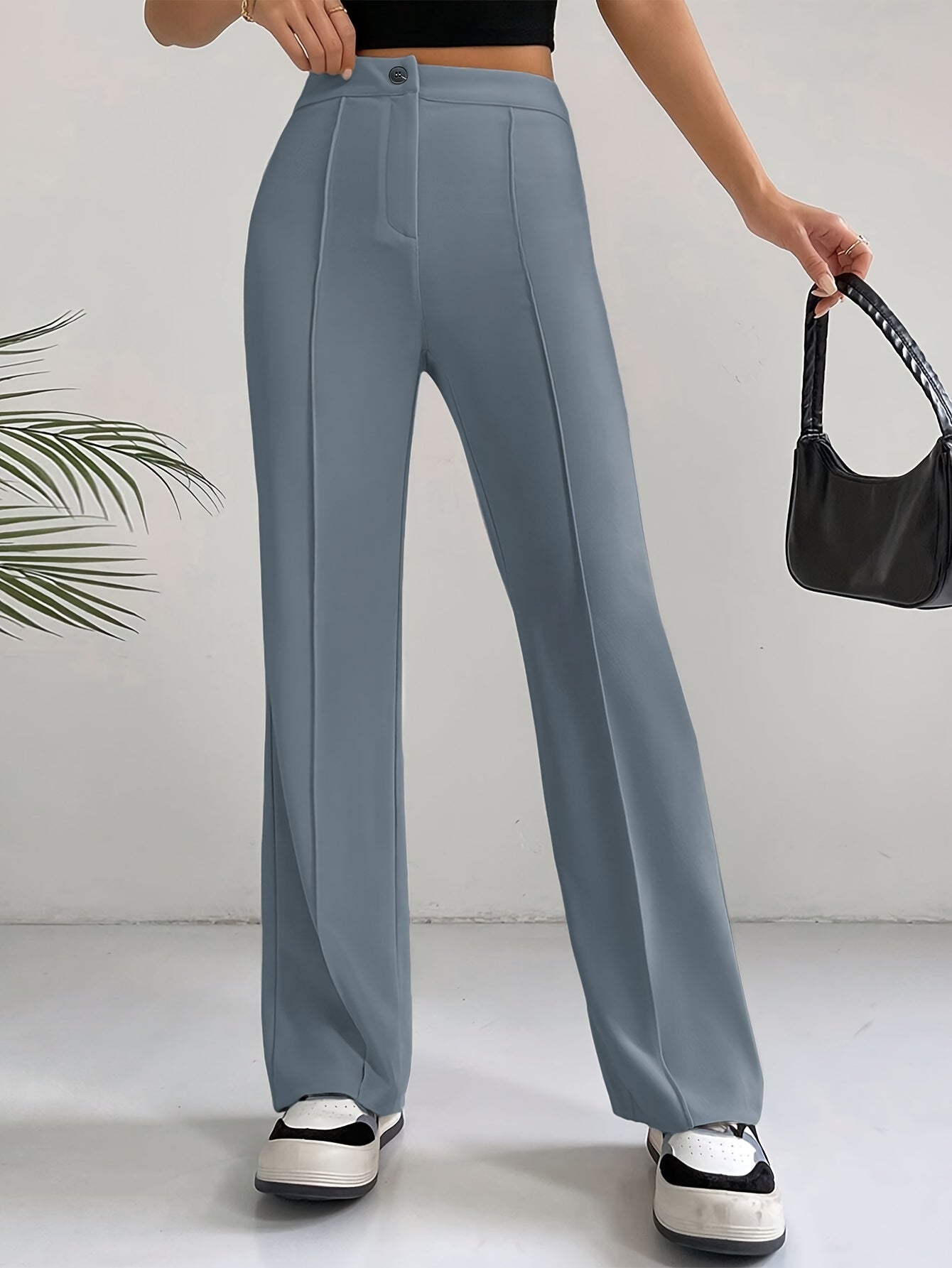 Trendy High Waist Pleated Women's Trousers - Emilia-Blue-S-Nora Luxe