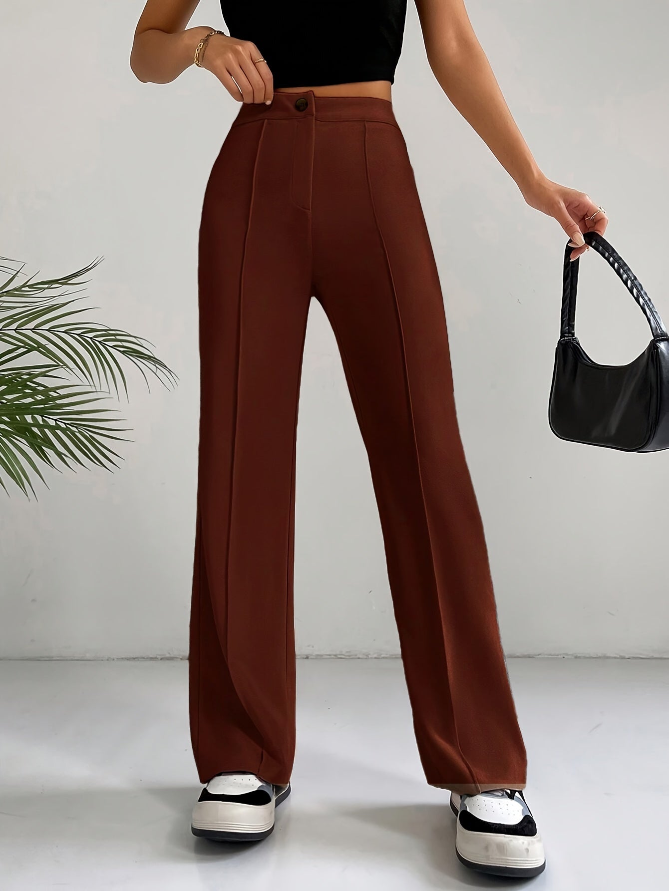 Trendy High Waist Pleated Women's Trousers - Emilia-Bordeaux-S-Nora Luxe