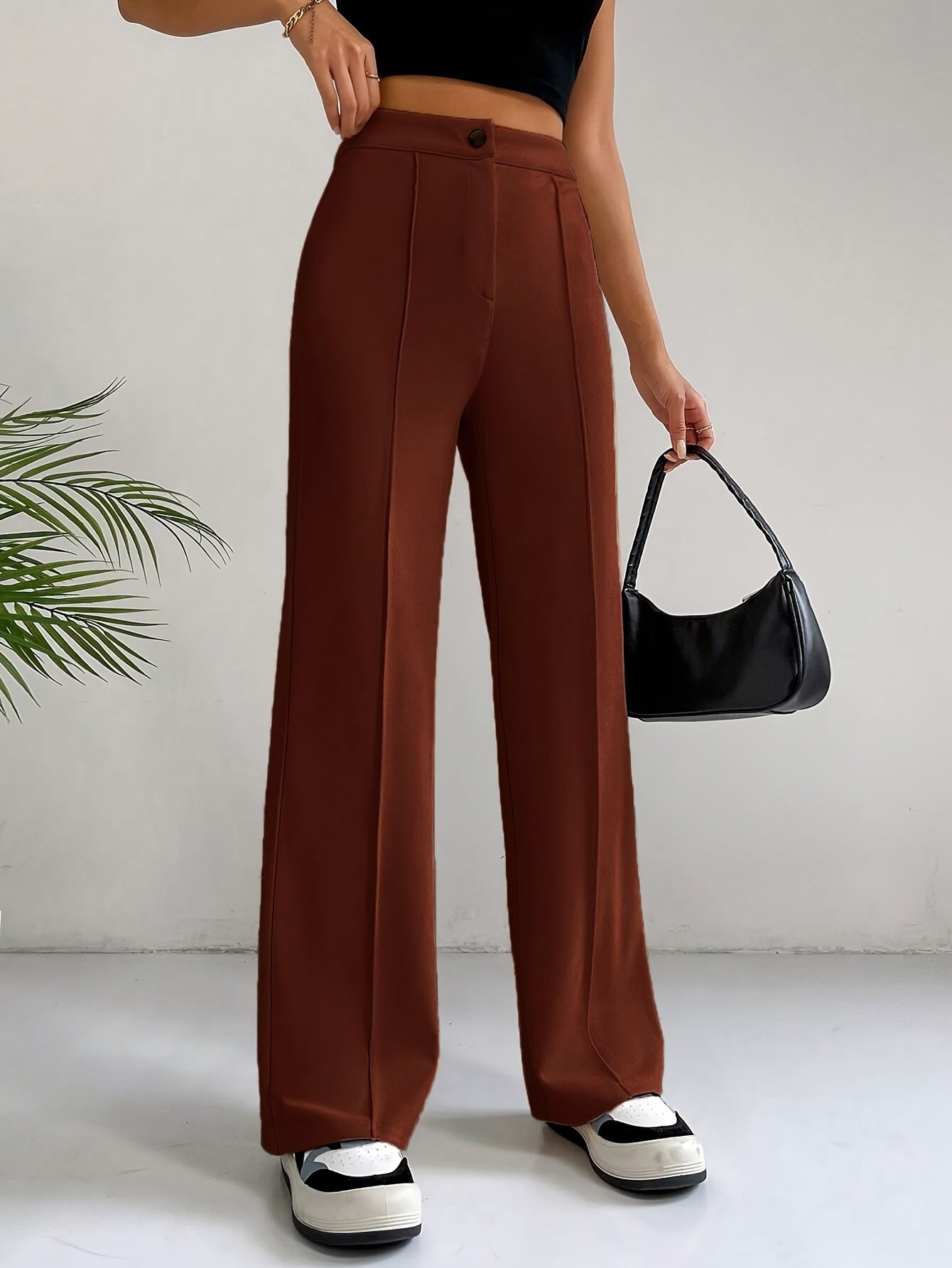 Trendy High Waist Pleated Women's Trousers - Emilia-Gray-S-Nora Luxe