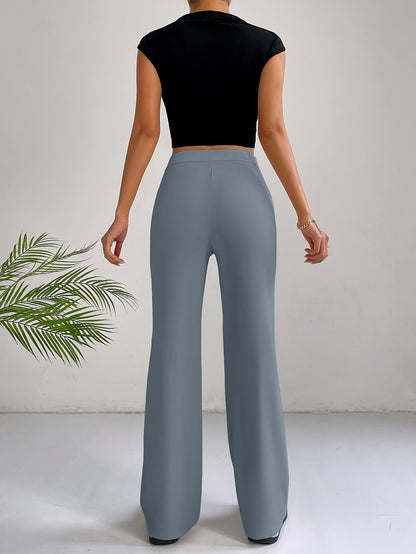 Trendy High Waist Pleated Women's Trousers - Emilia-Gray-S-Nora Luxe