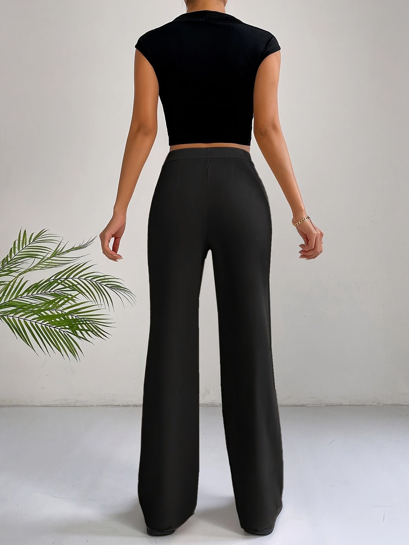 Trendy High Waist Pleated Women's Trousers - Emilia-Gray-S-Nora Luxe