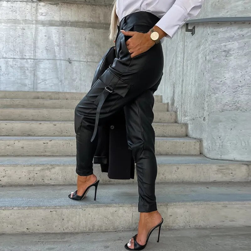 Trendy Ladies Leather Trousers - Sophie-Black-S-Nora Luxe